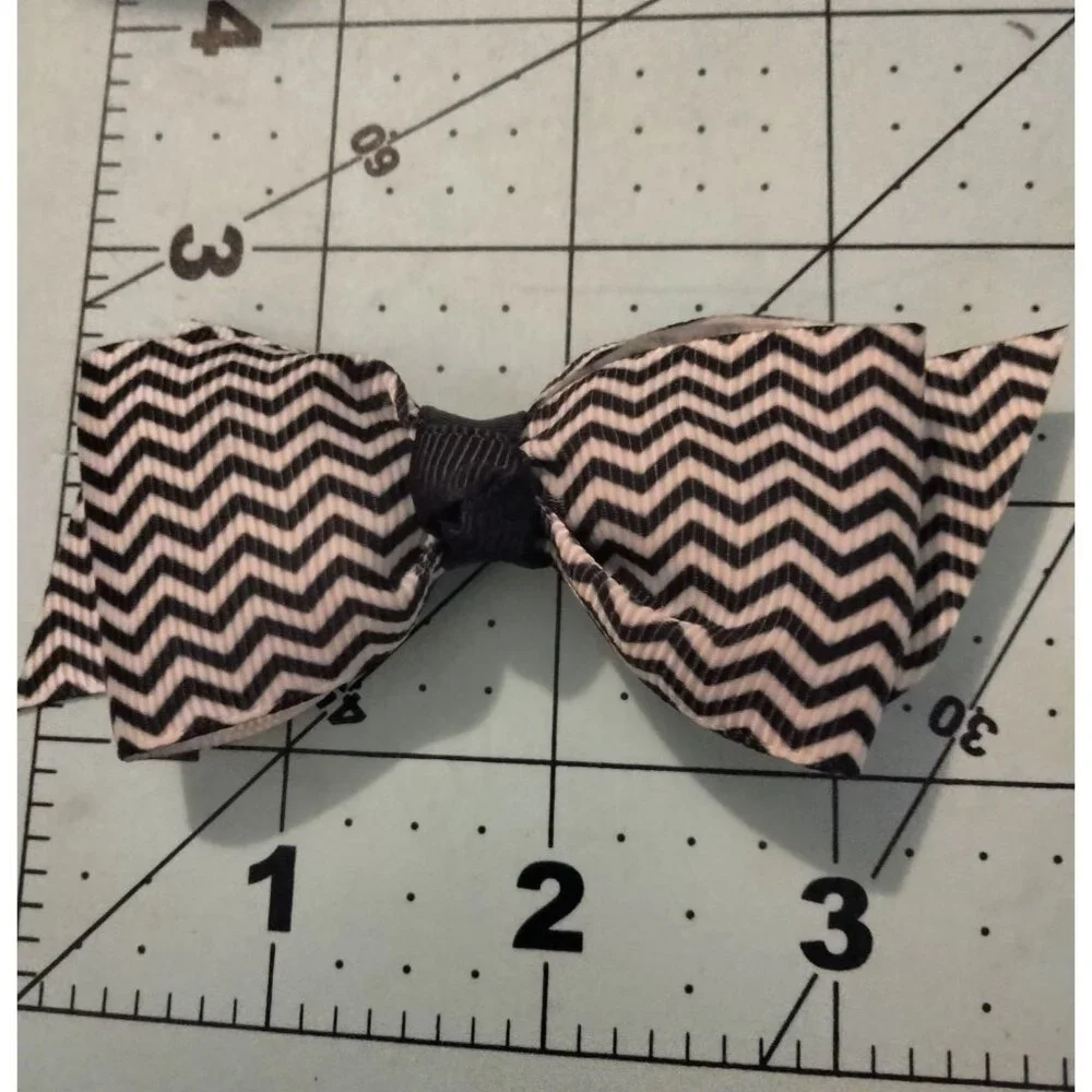 Black White Chevron Hair Bow Girls Accessory